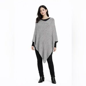 Classic Gray Stylish Casual Chic Y2K Retro Sweater Wrap Shawl Poncho Size OSFM